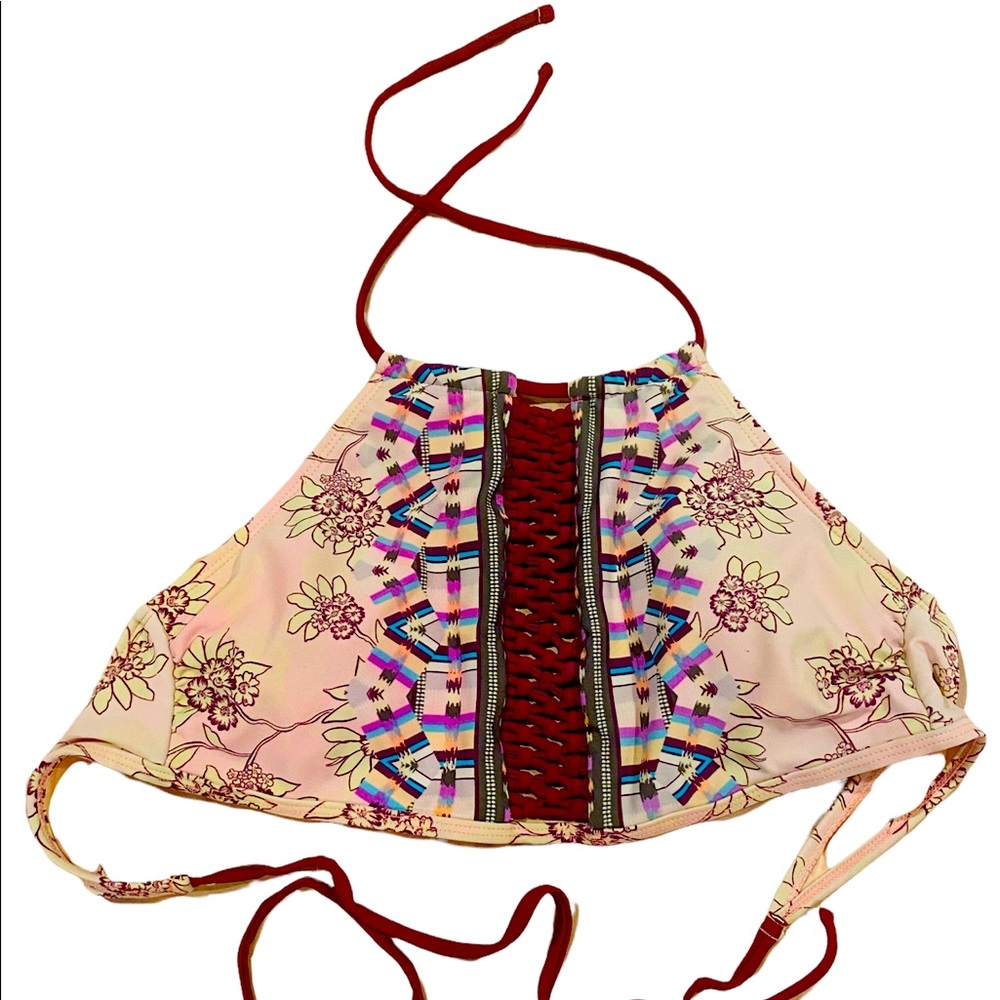 Lace front floral bikini top size M